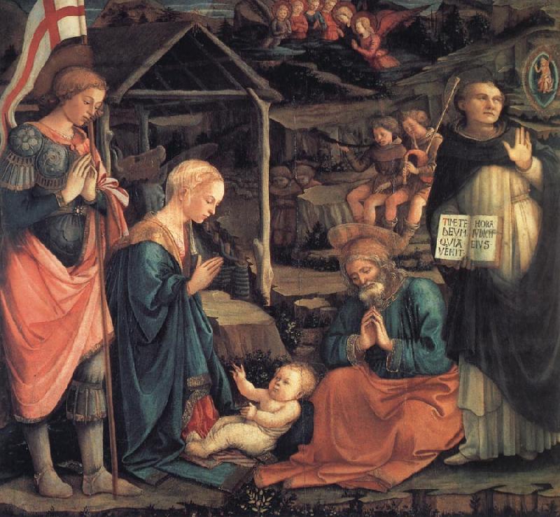 Fra Filippo Lippi The Adoration of the Infant Jesus with St George and St Vincent Ferrer